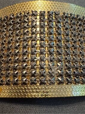 Vintage Gold Tone Mesh Statement Cuff Bracelet